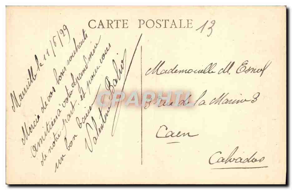 CPA Marseille Fontaine Cantini Tramway — Rückseite
