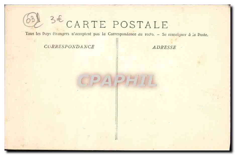 CPA Vichy Nouvel Etablissement Thermal — Verso