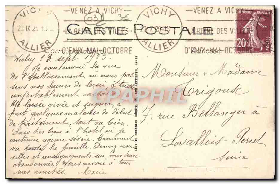CPA Vichy Les Terrasses Du Casino — Rückseite