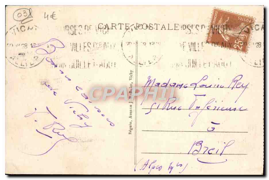 Vichy - Les Quais de l'Allier et l'Embarcadère du Golf — Ideal, n° 424 — Verso