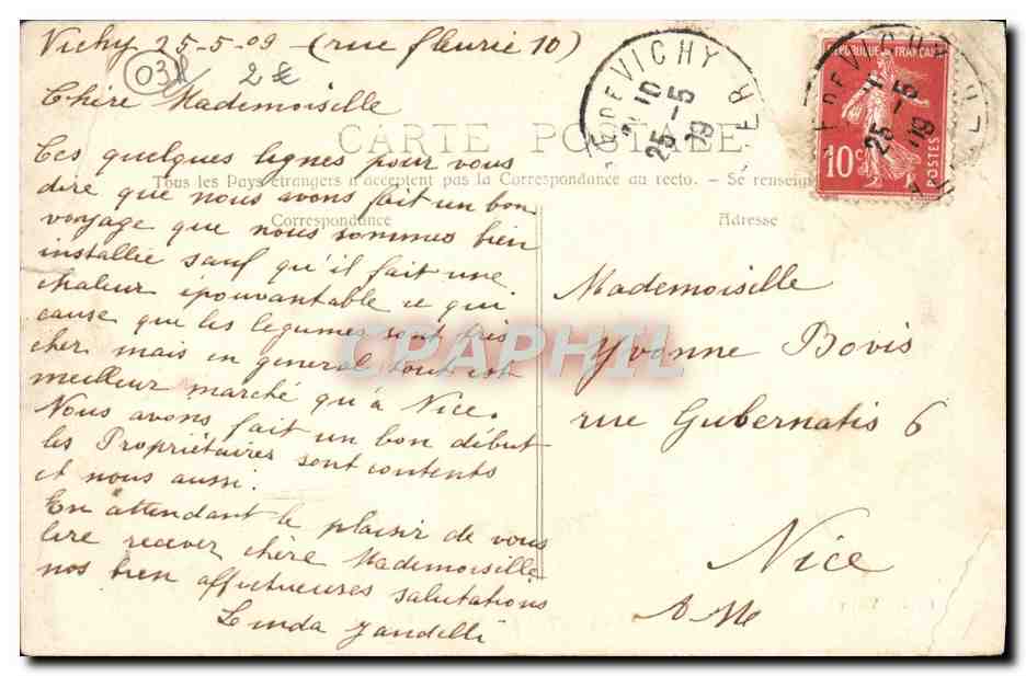 CPA Vichy Pavillon Sevigne — Verso