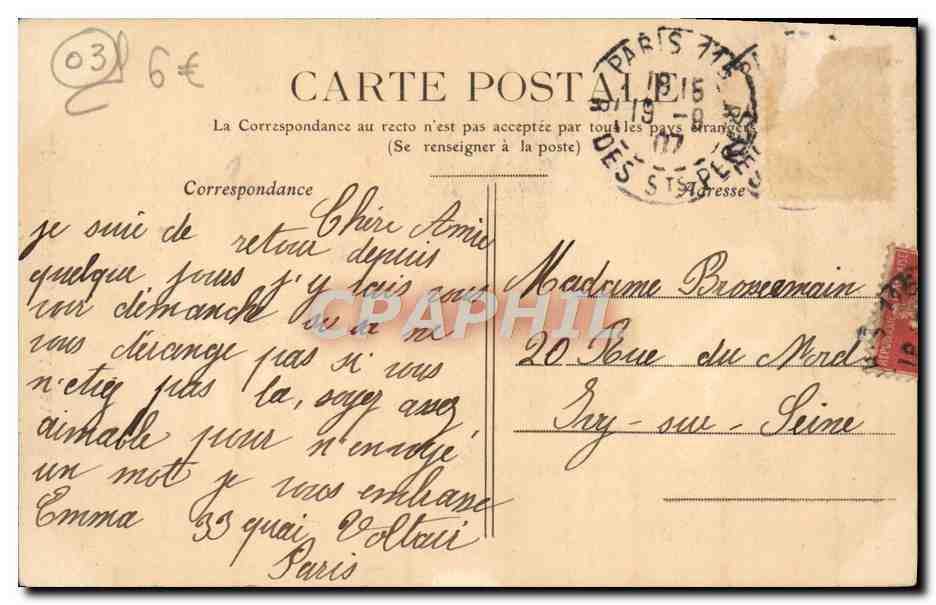 CPA Vichy Le Castel Flamand — Rückseite
