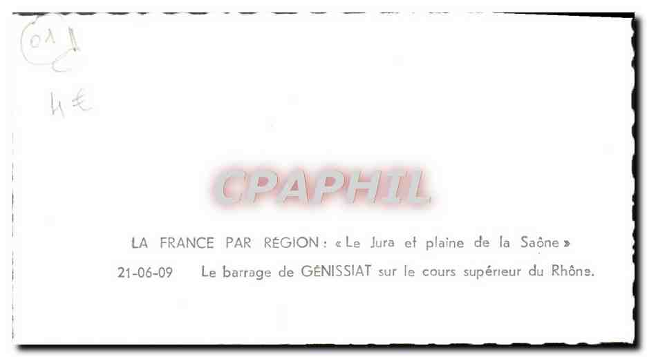 Le barrage de Génissiat — sur le cours supérieur du Rhône — éditeur Lapic Service Aérien — Verso
