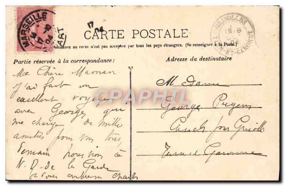CPA Marseille La Vierge De La Garde — Rückseite