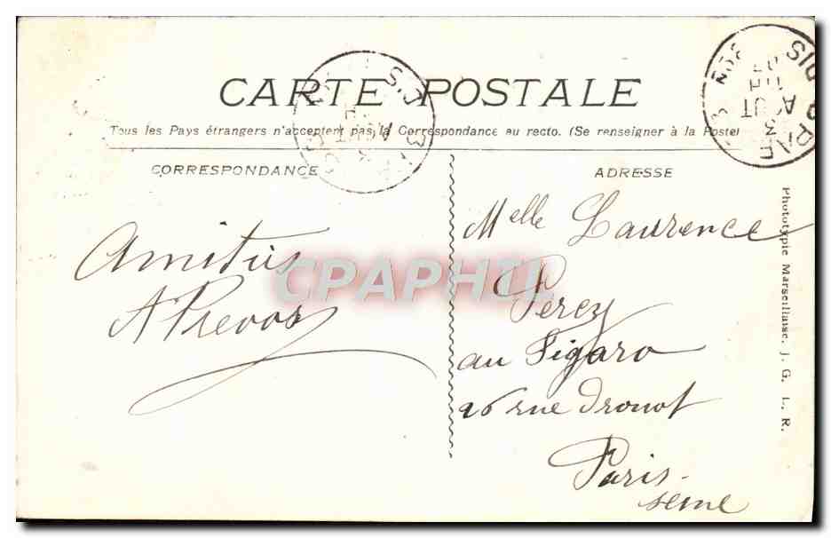 CPA Marseille La Mairie — Verso