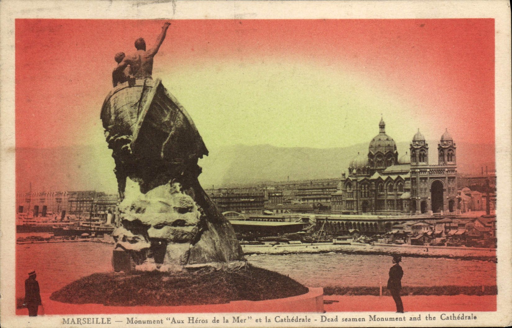 Marseille — Denkmal 'Den Helden des Meeres' und die Kathedrale