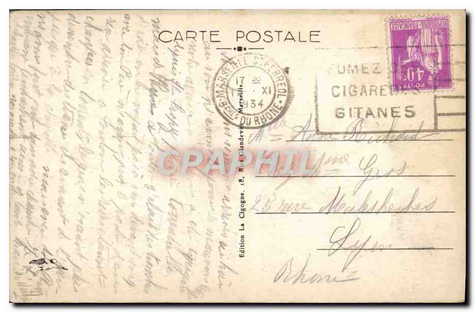 CPA Marseille Le Vieux Port Et Notre Dame De La Garde Bateaux — Verso