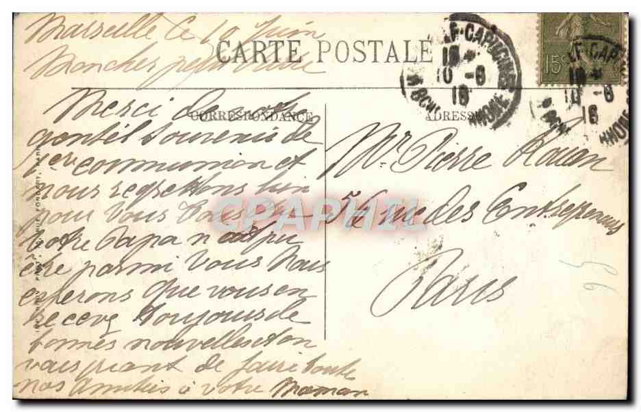 CPA Marseille Le Vieux Port Bateau Voilier  — Verso