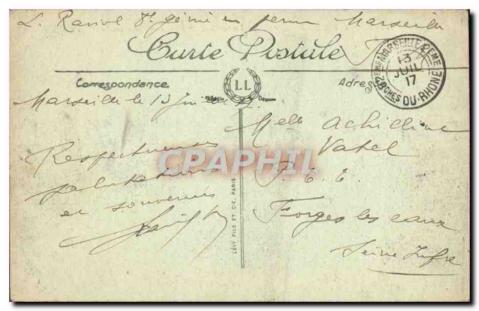 Marsella — Las Iletas de Endoume — El Castillo de If — Llegada de un Correo — n°41 — Reverso