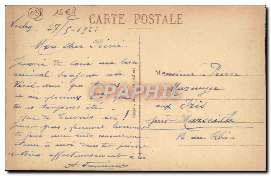 CPA Vichy Sur Le Parc Une Galerie Couverte — Rückseite