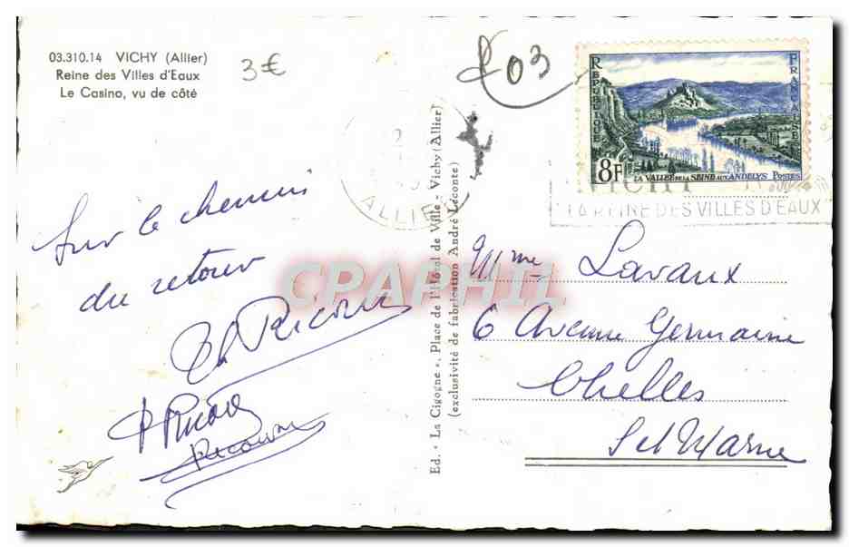 CPM Vichy Reine Des Villes D'Eaux Le casino — Verso