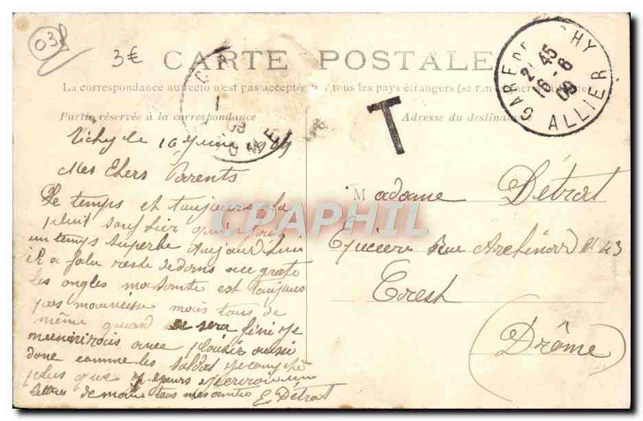 Vichy — Le Pavillon Sévigné — Édition Maunier — Verso
