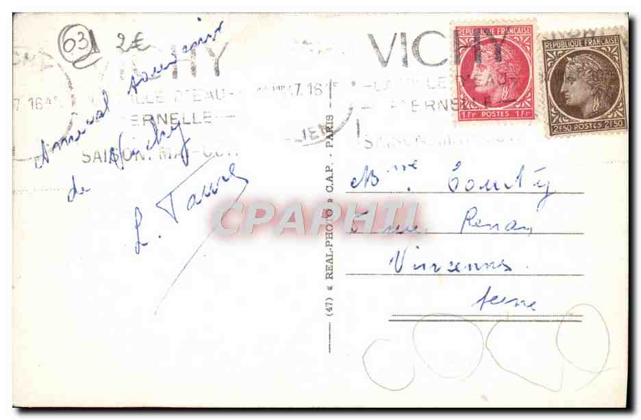 CPA Vichy Bord De I'Allier Chalet de canotage  — Verso