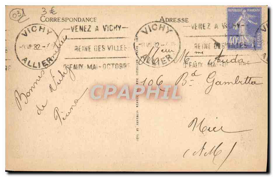 CPA Vichy Le Bassin — Rückseite