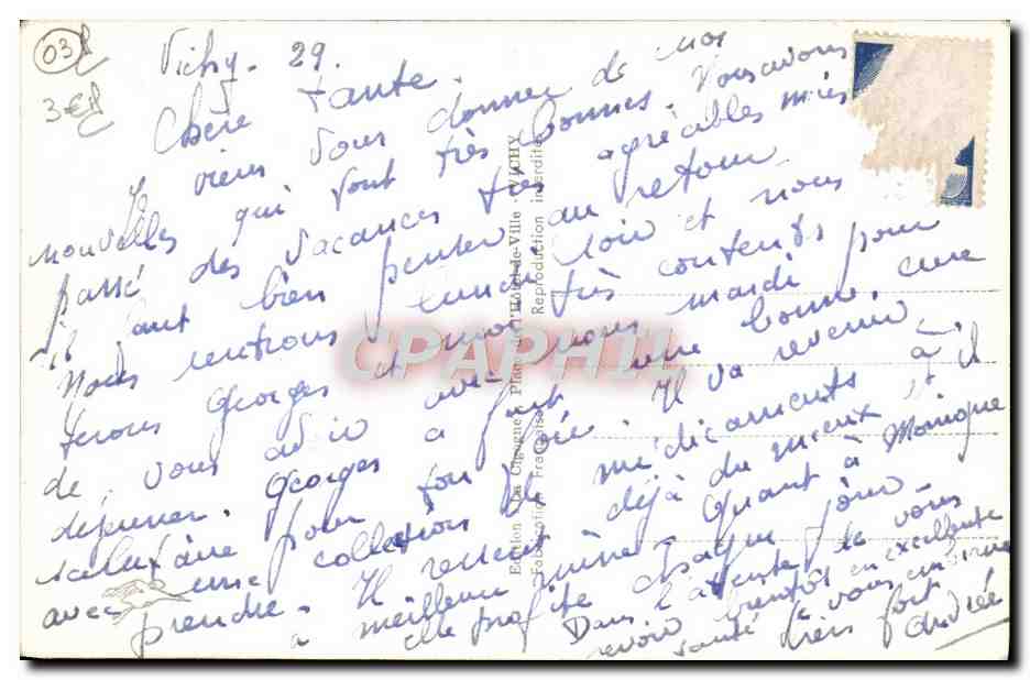 CPA Vichy Vue Generlae Aerienne — Verso