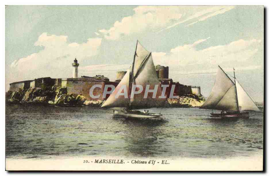 CPA Marseille Chateau d'If Bateaux Voiliers Phare