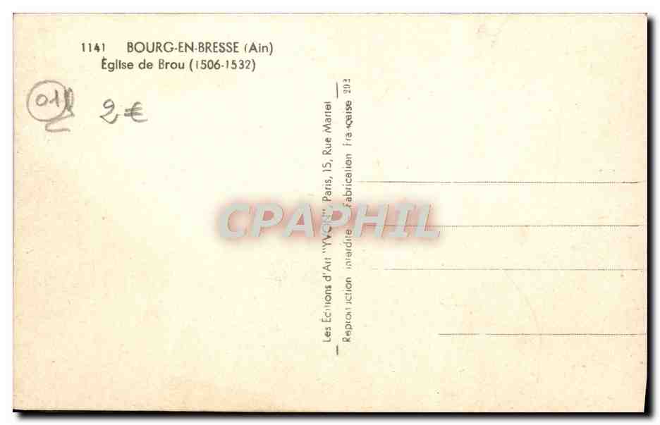 CPA Bourg En Bresse Eglise de Brou — Rückseite