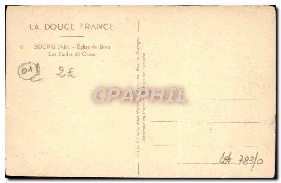 CPA Bourg Eglise De Brou Les stalles du choeur — Rückseite