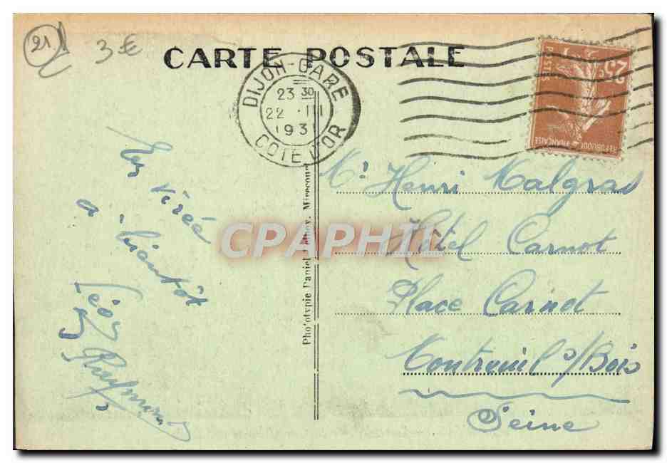 CPA Dijon Vue Generale Prise De La Tour Des Ducs — Rückseite