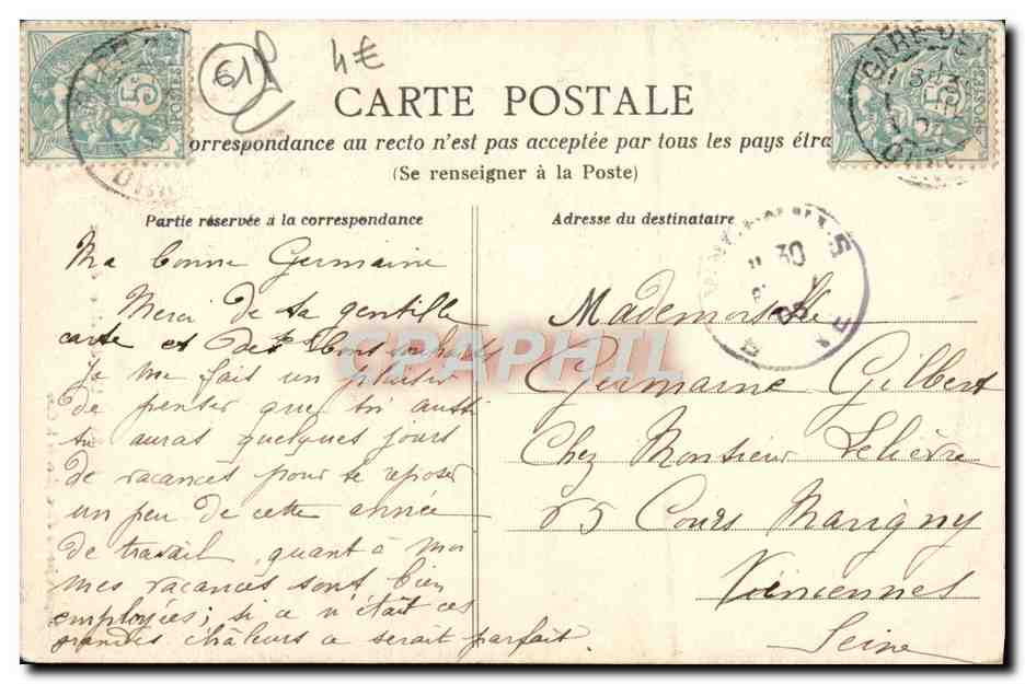 CPA Flers Une Des Allees du parc — Rückseite