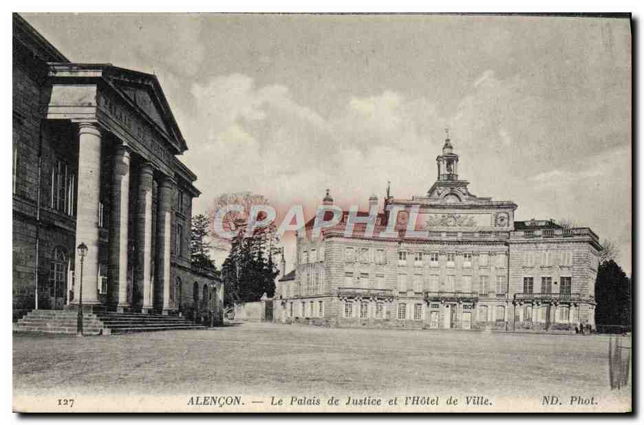 CPA Alencon Le Palais De Justice Et I'Hotel De Ville