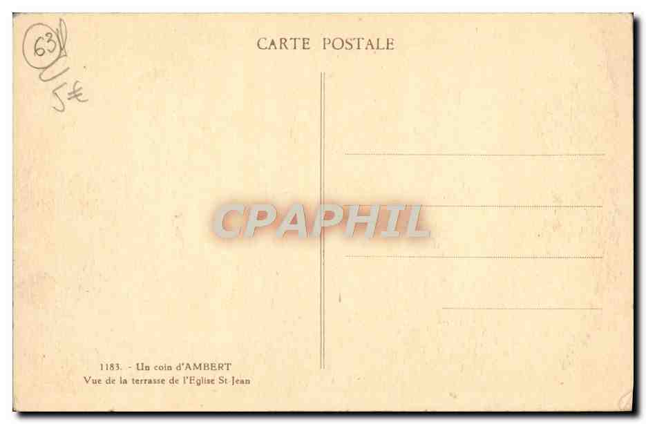 Ambert — Vue de la terrasse de l'église Saint-Jean — Carte postale n°1183 — Reverso