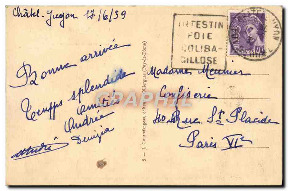 CPA L'Auvergne Gour De Tazenat — Rückseite