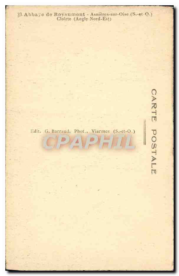 CPA Abbatiale De Rovaumont Asnieres Sur Oise Cloitre — Back