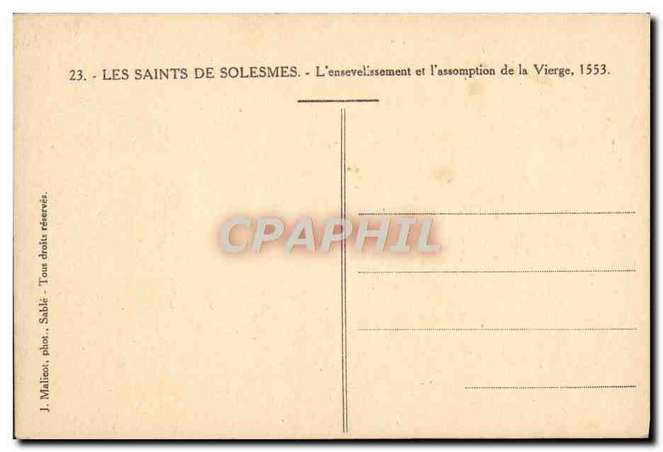 CPA Les Saints De Solesmes L'ensevelissement et l'assomption de la vuerge  — Rückseite