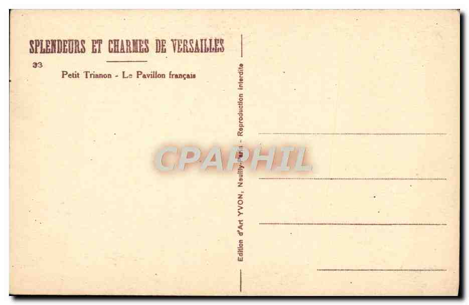 Petit Trianon — Le Pavillon français — Édition d'Art YVON — Verso