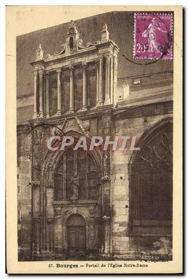 CPA Bourges Portail De I'Eglise Notre Dame