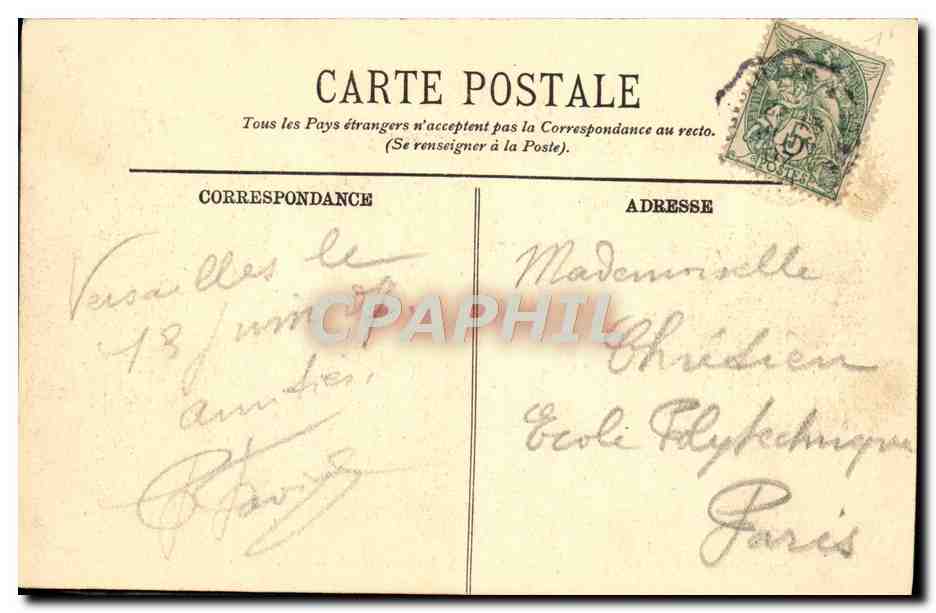 CPA Chateau De Versailles L'Aile Et Le parterre Nord — Verso