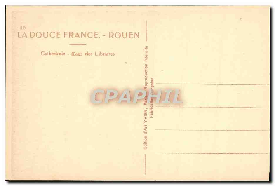 CPA Rouen Cathedrale Cour Des Libraires — Verso