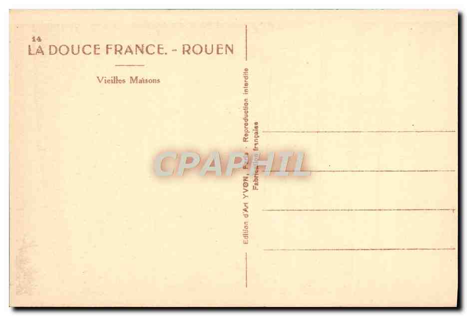CPA Rouen Vieilles Maisons — Rückseite