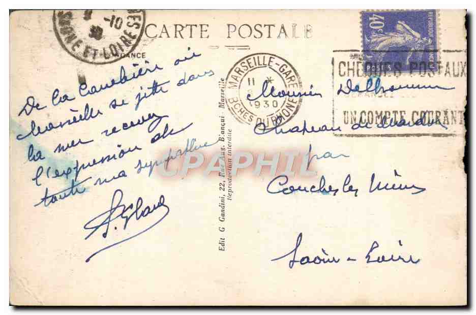 CPA Marseille La Canebiere — Verso