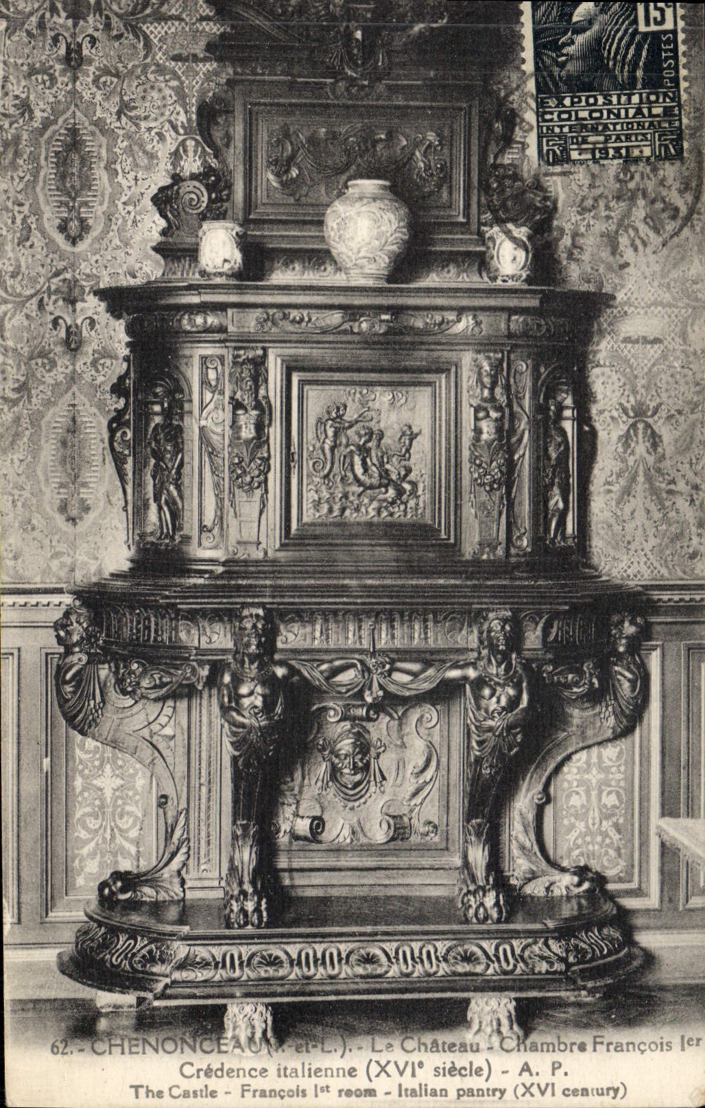 CPA Chenonceaux Le Chateau Chambre Francois 1er Credence italienne 