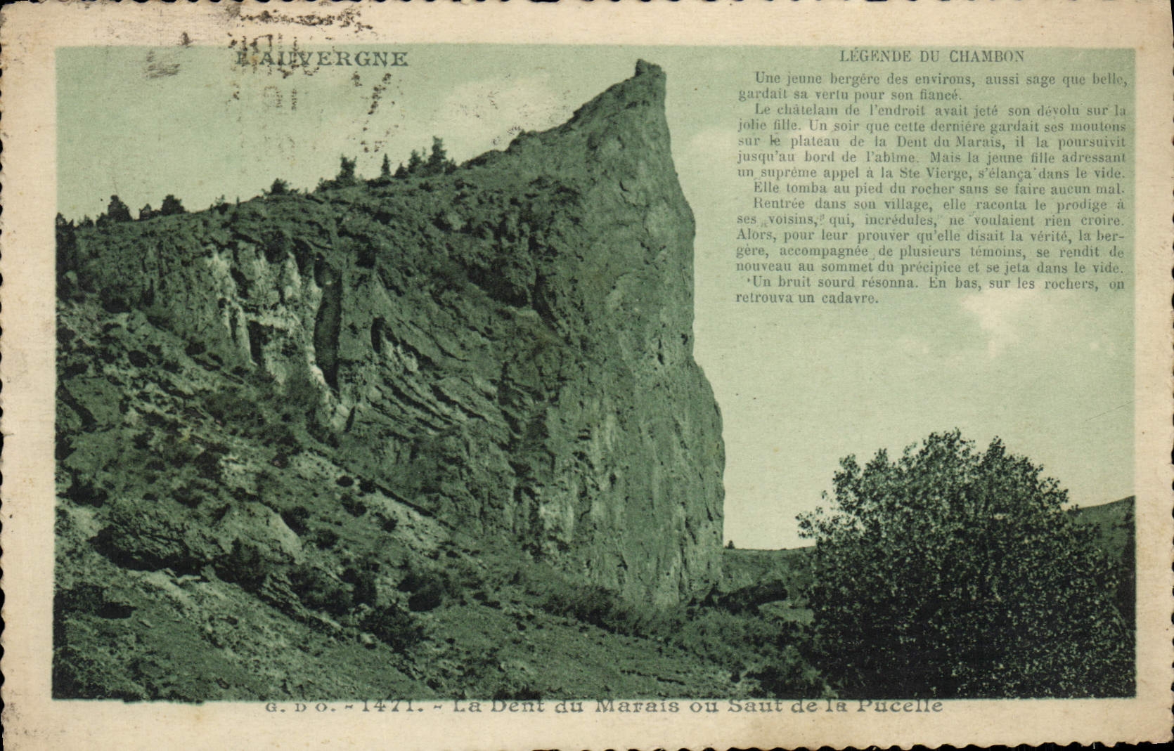 La Dent du Marais à Malvergne — Légende du Chambon — G. D'O. - 1471