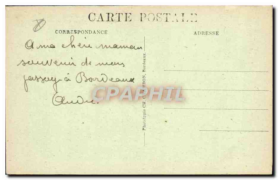 CPA Bordeaux Monument Des Girondins — Verso