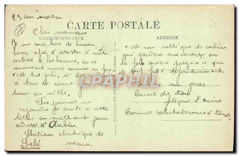CPA Bordeaux Monument Des Girondins  — Verso
