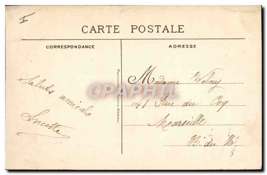 CPA Bordeaux Jardin Public Allee Des Palmiers — Verso