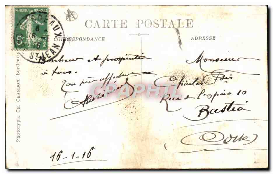 CPA Bourdeaux Allees Damour — Verso