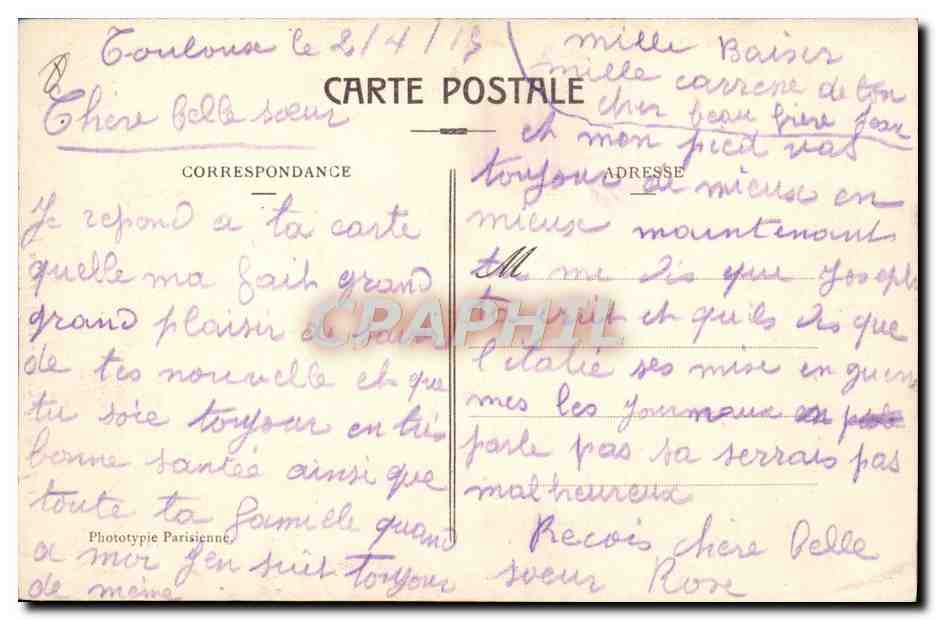 CPA Toulouse Interieur Du Lycee — Verso