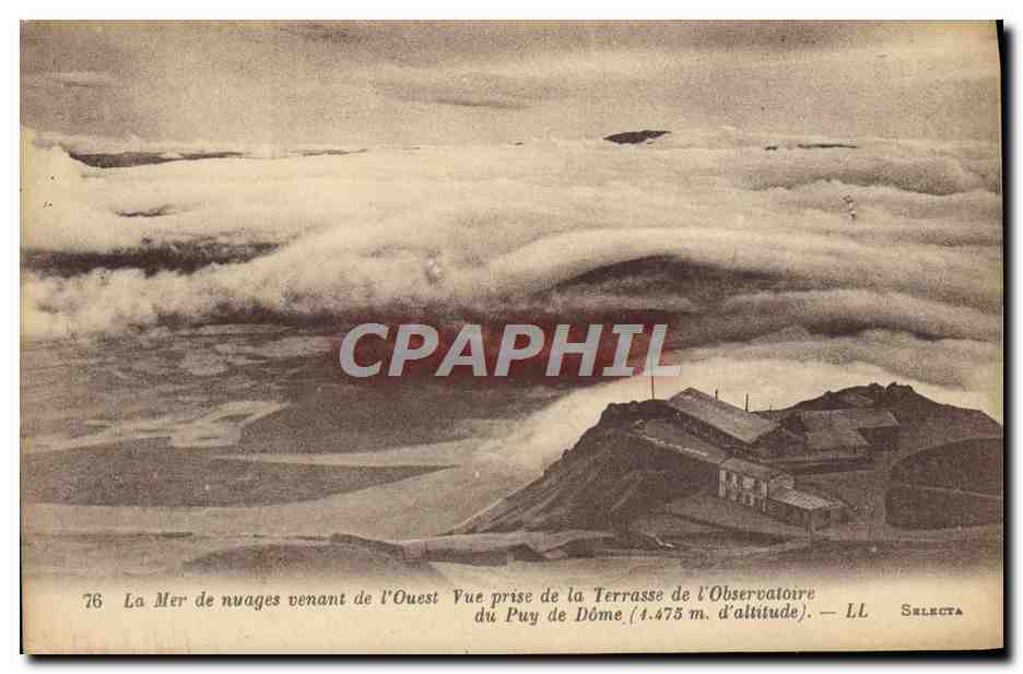 Die Wolkenmeer aus dem Westen — Ansicht vom Terrassen des Observatoriums Puy de Dôme (1.475 m. Höhe) — LL Selecta