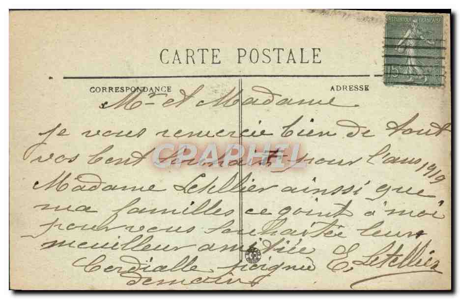 Bordeaux — Faculté des Lettres et des Sciences — BR-52 — Verso