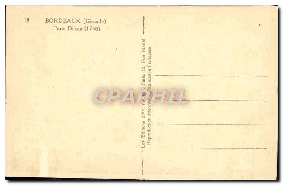 CPA Bordeaux Porte Dijeau — Verso