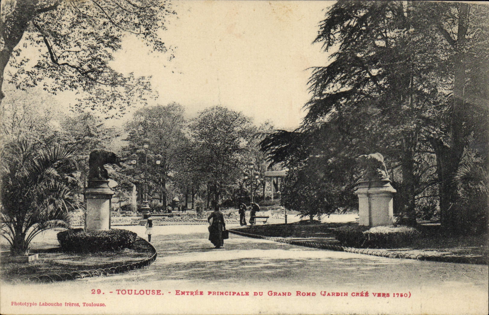 Toulouse - Entrée principale du Grand Rond (jardin créé vers 1750) — Phototypie Labouche frères, Toulouse, n°29