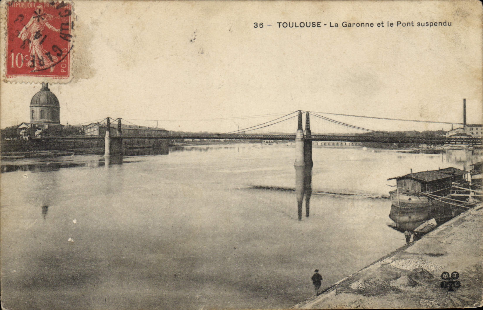 CPA Toulouse La Garonne Et Le Pont Suspendu
