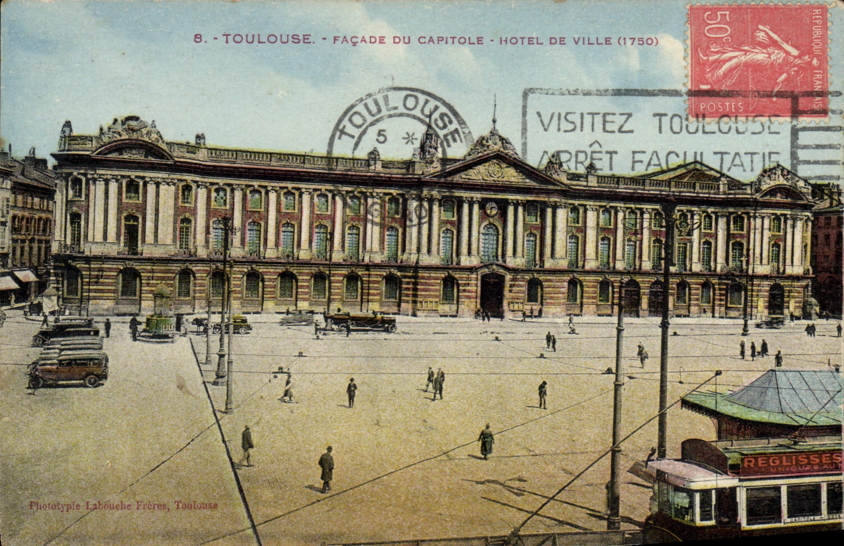 CPA Toulouse Facade Du Capitole Hotel De Ville Tramway