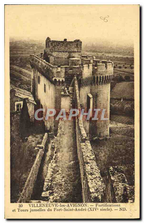 Villeneuve-lès-Avignon — Fortifications et Tours jumelles du Fort-Saint-André (XIVe siècle) — ND.