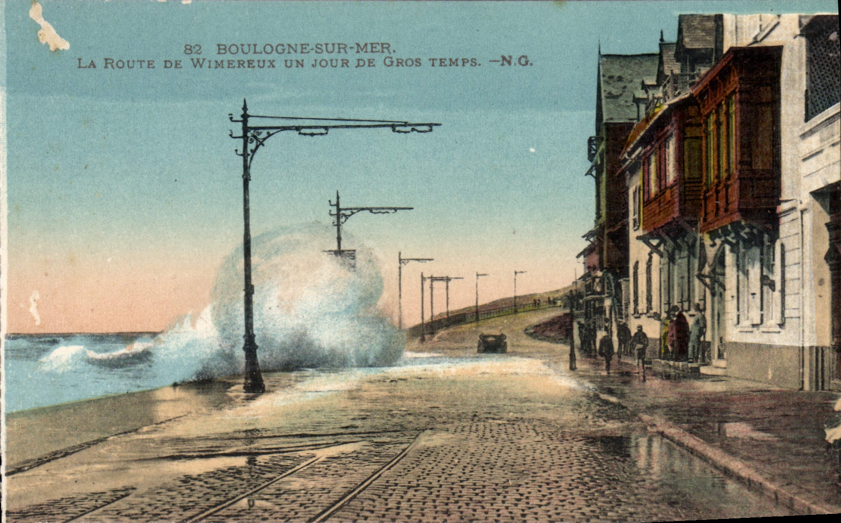 Boulogne-sur-Mer — De Wimereuxweg op een dag van heftig weer — N.G.